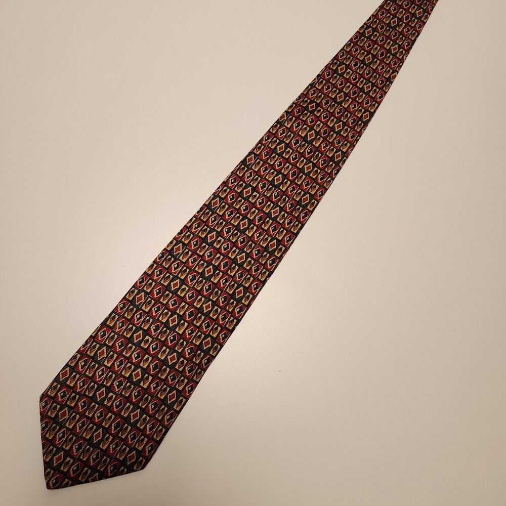 BROOKS BROTHERS Makers Mens 100% Silk Necktie USA‎ Designer Geometric